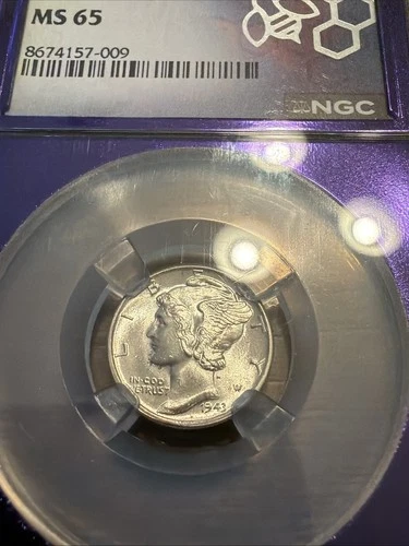 1943-D 10c Mercury Dime NGC MS 65