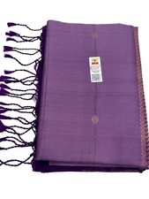 Pure Kanchipuram Silk Saree Silk Mark Certified Lavender Deep Purple Zari Border