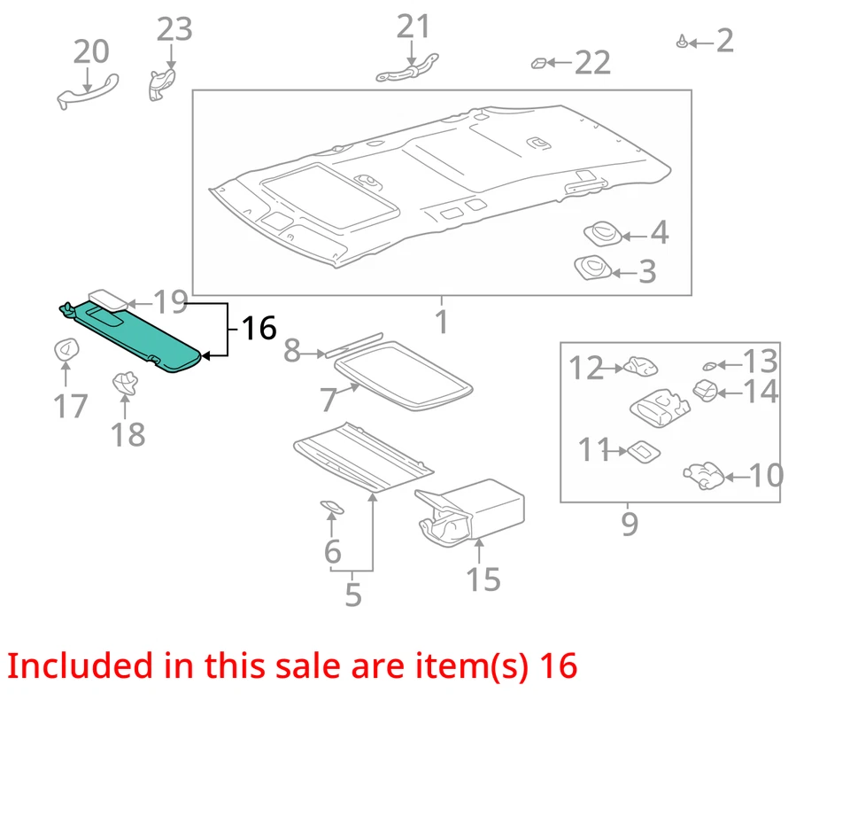 Espejo parasol izquierdo Toyota Sienna 2000-2003 para conductor AZ4M3 Foto 3 de 4