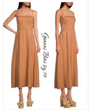 Gianni Bini Ash Linen Midi Dress Shell Cut Out A-Line NWT Sz 10