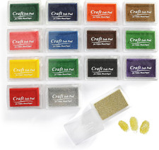 OLULU 15 Vibrant Colors Craft Stamp Ink Pad Set for Rubber Stamps DIY Card