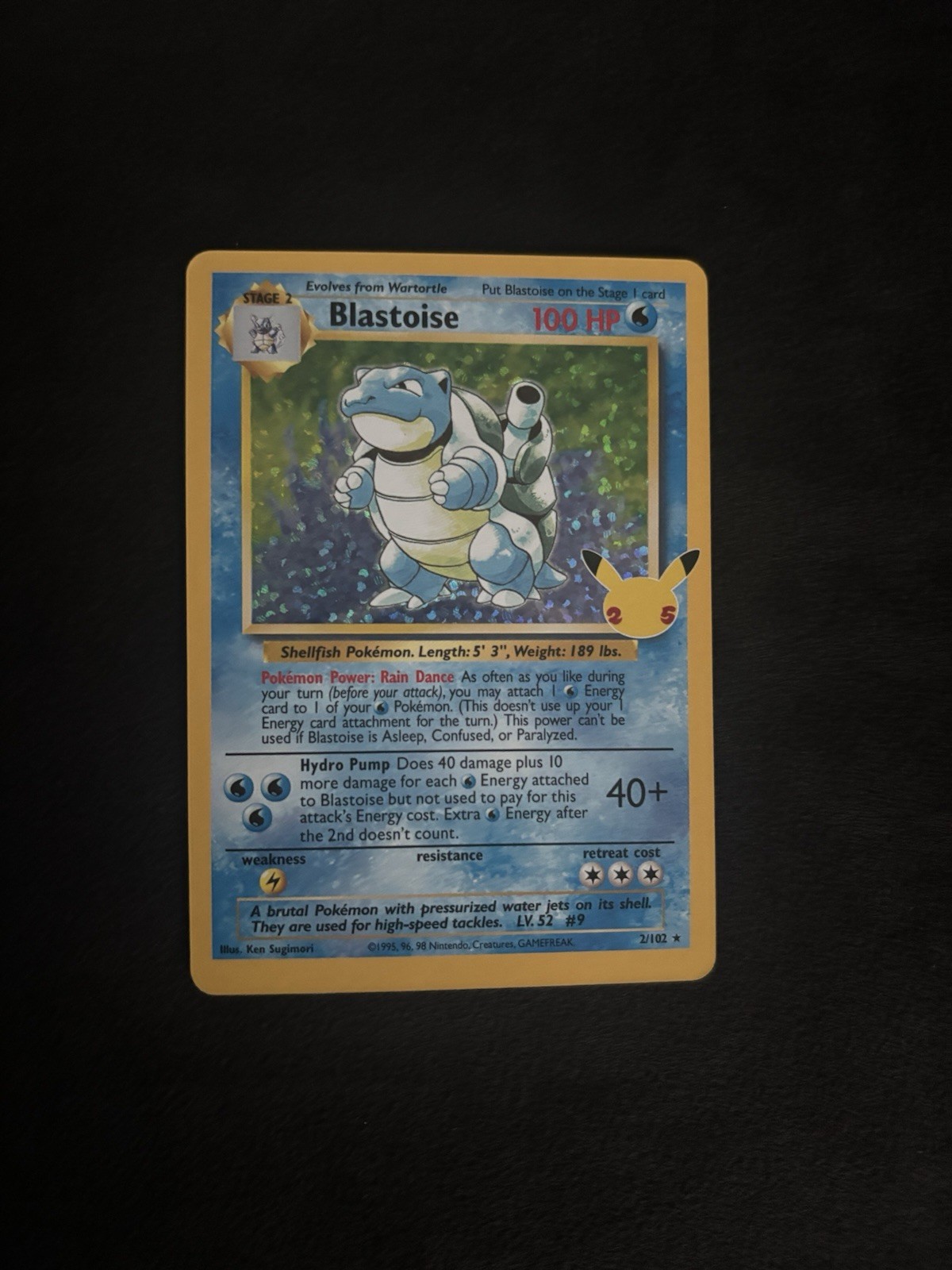 Blastoise 2/102 Celebrations: Classic Collection Holo Pokémon TCG -NM