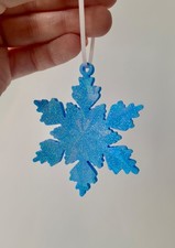Image of Blue Glitter Snowflake Bauble – Resin Xmas Tree Decoration Gift - Handmade Resin