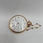 Vintage Elgin Yellow Gold Filled Open Face Manual Wind Up Pocket - READ DESC