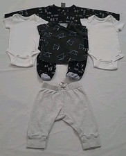 5PC Baby Boys 0-3 Short Sleeve Shirts Pants Footed Sleeper Gerber Onsies Lot