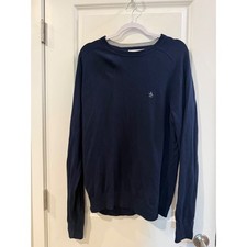 Original Penguin Mens Navy Blue Raglan Crewneck Sweater Embroidered Logo Large