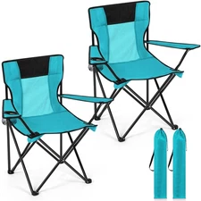 2 PCS Folding Camping Chair with Cupholder and Carry Bag Regular Size Colorful