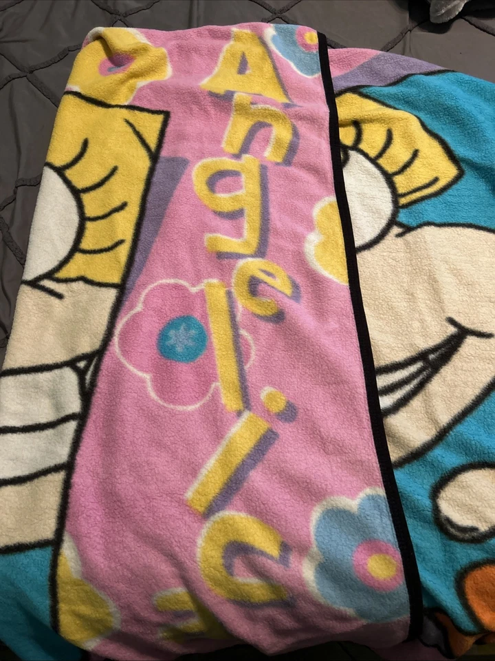 Cobertor de lã vintage raro 1998 Rugrats ~ Angelica anos 90 Nickelodeon - Imagem 2 de 2