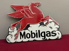VINTAGE 12” MOBIL PEGASUS GARGOYLE PORCELAIN SIGN GAS OIL CAR TRUCK MOTORCYCLE