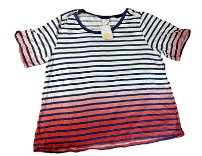 3XL Boyfriend T LULAROE 3x Navy blue red white ombre NWT Stretchy tee 26 28