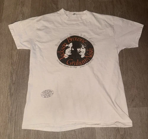 Jackson Browne & Graham Nash Anti-nuclear Protest/Conce 1970s vintage concert t-shirt, vintage, size XL, single stitch, B+ condition