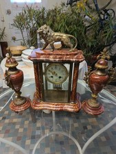 pendule ancienne bronze et marbre avec 2 candelabres