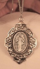 Lovely Our Lady Of Mercy Mary Medal Dogwood Blossom Silvertn Religious Necklace