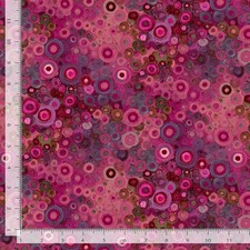 Feline Drive Fabric CALICO CAT Painted Circle Geo Pomegranate - Sold by the Yard