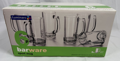 Luminarc Beer Glass Mugs Set Of 6 New Barware