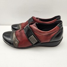 Remonte Womens Shoes 39 Sz 8 Red Leather Round Toe Hook And Loop Casual Comfort
