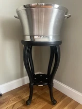 Frontgate Beverage Tub & Stand + Gold Ice Bucket – Elegant Outdoor Set