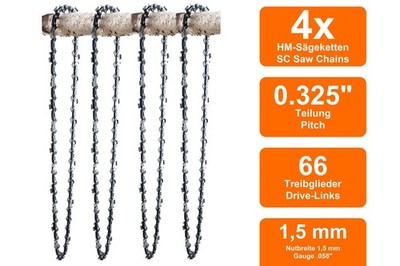 4 Sägeketten passend für Hopem K2SUPER | 40cm 0.325 66TG 1,5mm