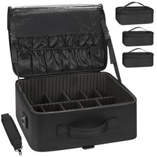 Large Makeup Bag with 3 Removable Pouches, Travel Train Case Cosmetic Organiz...