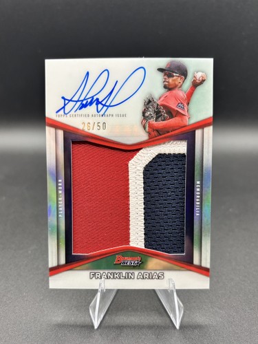 Franklin Arias #PPA-FA 2025 Bowman's Best Prospect Patch Autograph card