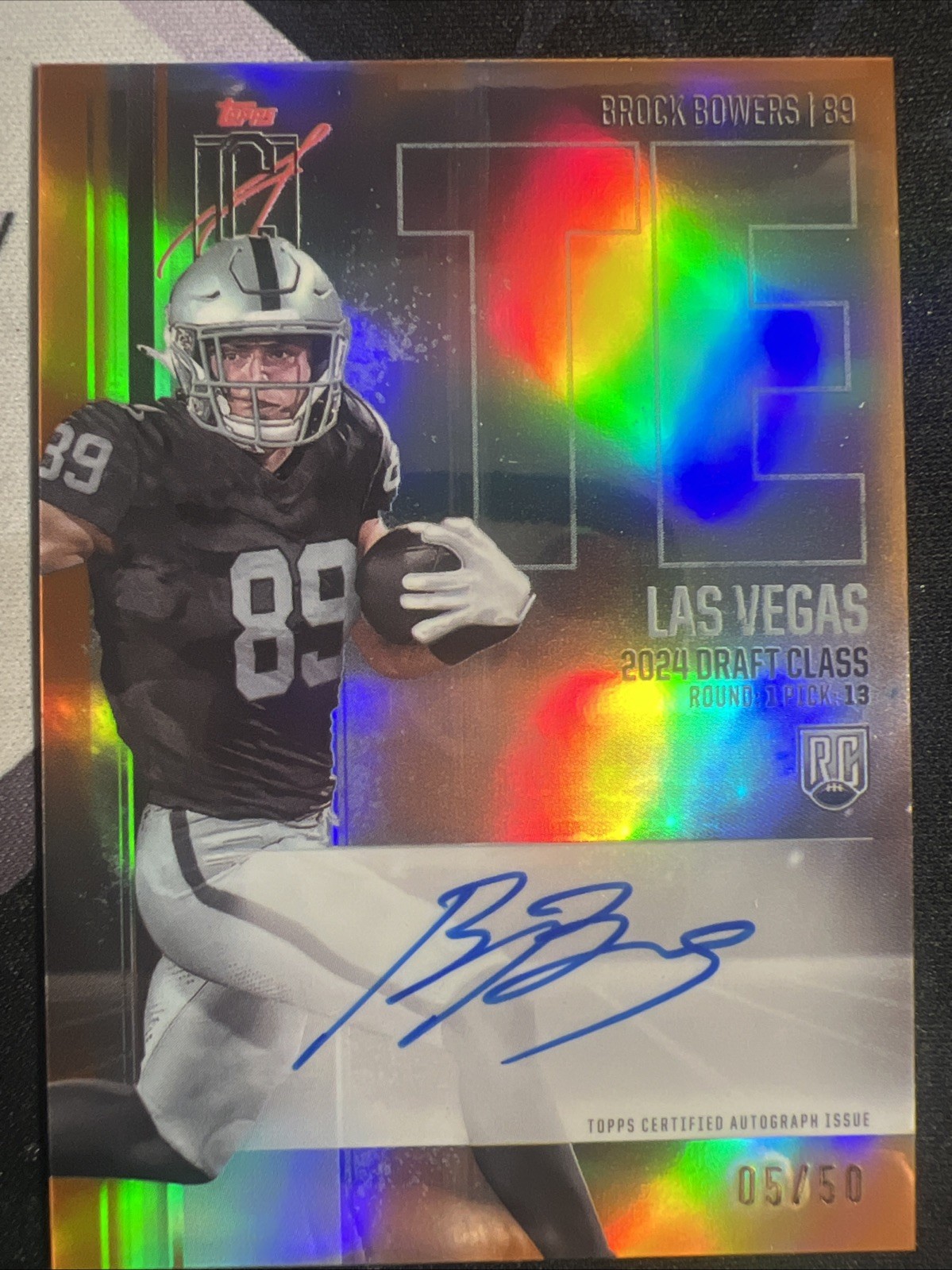 2024 Topps Signature Class Brock Bowers Rookie Chrome Auto Orange Refractor #/50
