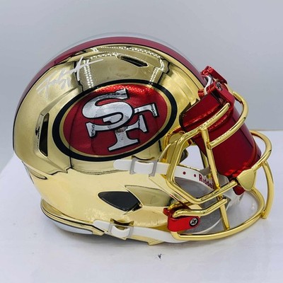 Frank Gore San Francisco 49ers signed chrome Gold mini helmet
