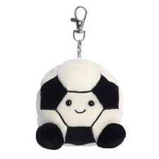 AURORA, 34144, Palm Pals Striker Football Clip-On, 10cm, Soft Toy, White & Black
