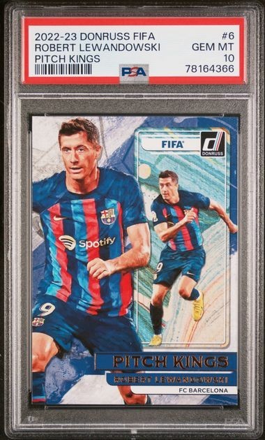 2022 Donruss FIFA Robert Lewandowski PSA 10 GEM Pitch Kings #6 Barcelona