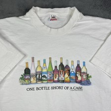 Vintage Wine Drinking Shirt Mens XL (Large) White Single Stitch Bar 90s Party