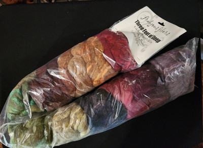 Frabjous Fibers THREE FEET OF SHEEP -8 oz Hand-dyed BFL Wool/Silk -Autumn Leaves