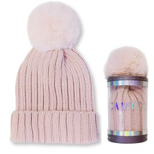 NWT Vince Camuto Women's Faux Fur Pom Beanie Hat with Gift Box