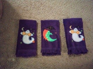Decorative Hand Towels for Halloween Purple Set/3 100% Cotton