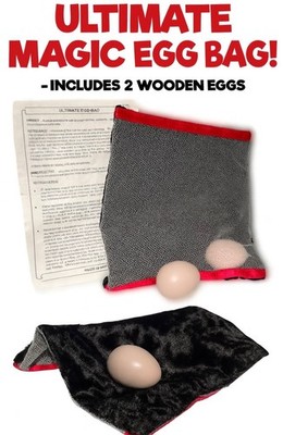 ULTIMATE EGG BAG Comedy Magic Trick Mesh + 2 Wooden Eggs Appearing Vanishing Gag