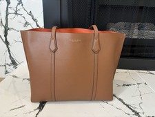 Tory Burch Perry Leather Triple Compartment Tote Bag Cognac Brown