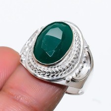 Green Onyx Gemstone 925 Sterling Silver Jewelry All Size Ring For Gift