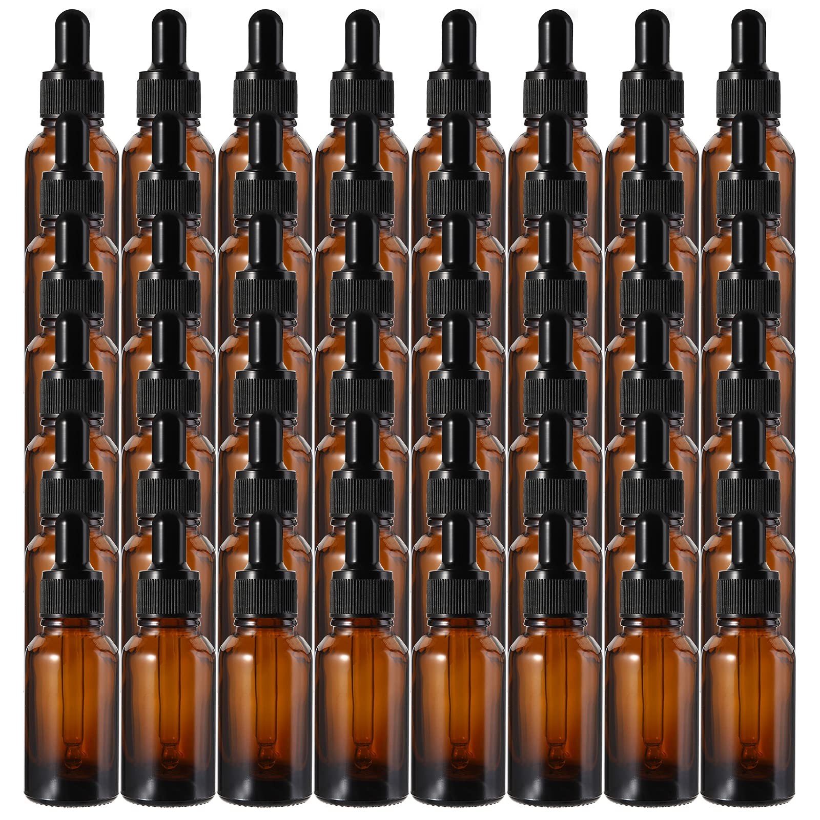 48 Pack Amber Glass Bottles with Glass Eye Dropper, 1 oz Dro