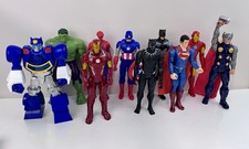Lot of 10 DC Comics Marvel Action Figures 12” Superman Spider-Man Iron Man Hulk