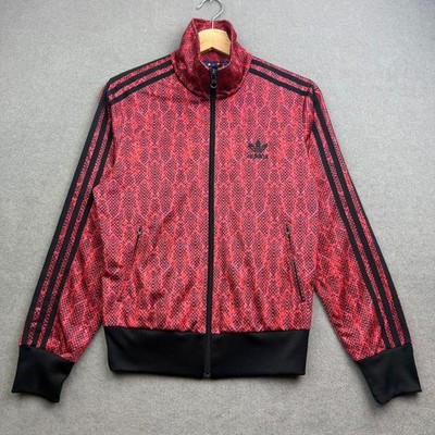 ADIDAS Track Jacket Women UK 10 Red Snake Croc Originals AOP Trefoil Supestar