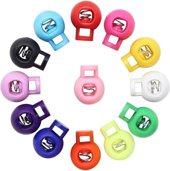 Plastic Cord Locks for Drawstrings Shoelaces, 100 Pcs Adjustable Round Cord S...