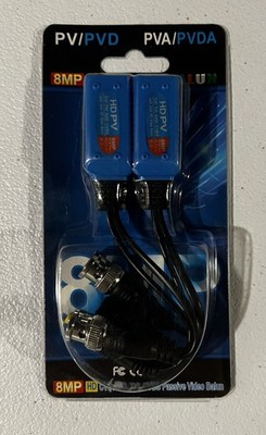 PV/PVD PVA/PVDA 8MP HD Passive Video Power Balun 2 Pack CCTV Security NEW