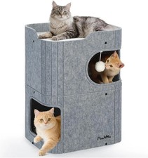 Made4Pets 2-Story Indoor Cat House Cube Bed Tunnel Condo