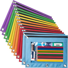 12 Pack Pencil Pouches for 3 Ring Binder, Smooth Zipper 3 Ring Binder Pencil Pou