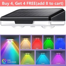 Solar Power Fence Light Outdoor LED RGB Garden Deck Wall Stair Step Lamp 8Colors