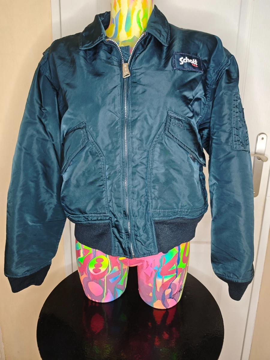 DE COLECCIÓN BOMBARDERO CORTO DE COLECCIÓN SCHOTT AZUL GASOLINA CWU-R (USAF), TALLA M/L