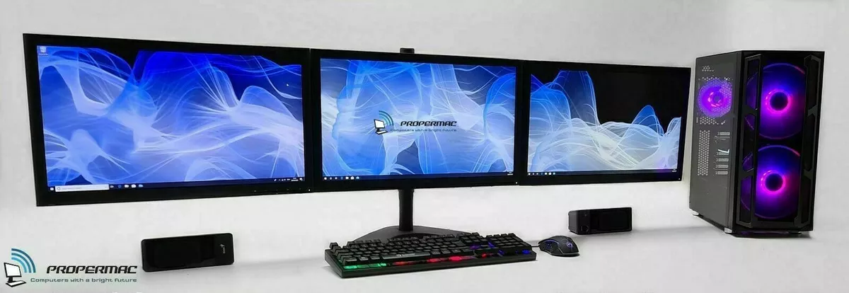 Triple Monitor Screen Gaming PC Bundle i7 16 GB Ram 480/960 GB SSD GTX 1650  GDDR