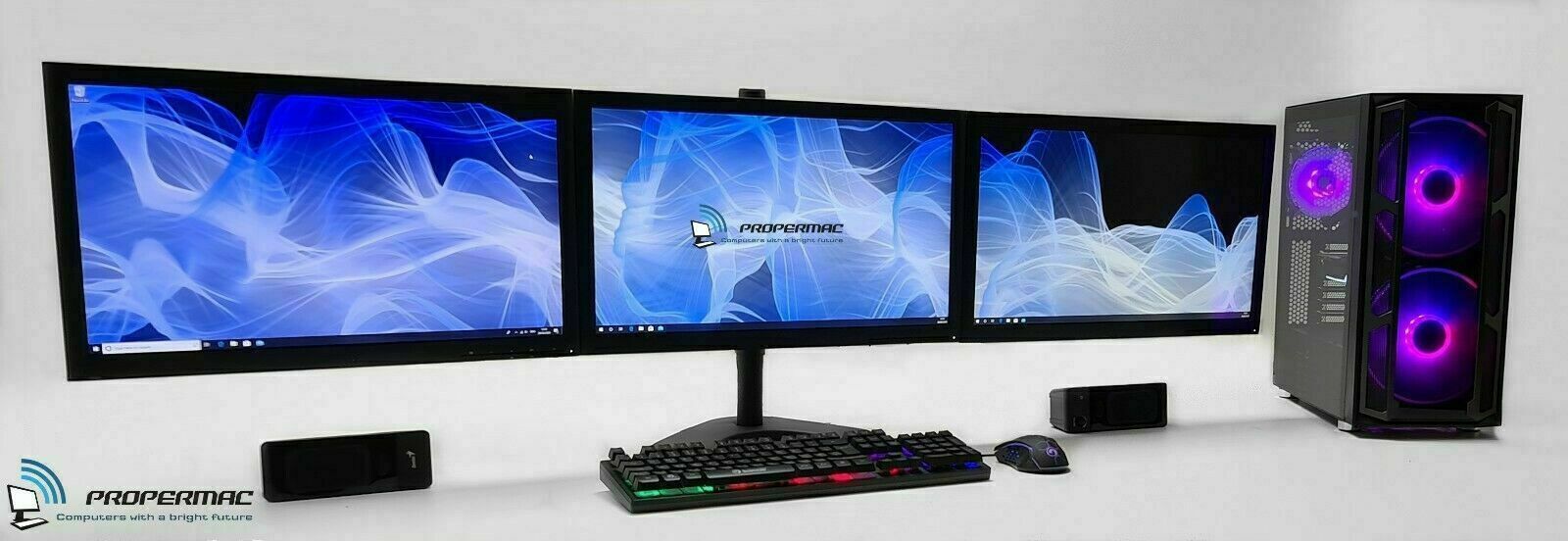 Triple Monitor Screen Gaming PC Bundle i7 16 GB Ram 480/960 GB SSD RTX 3050  GDDR