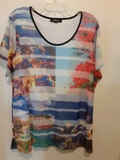 STYLE & CO Women’s Multicolor Blouse Shirt Top Short Sleeve Looks to be Size 16W