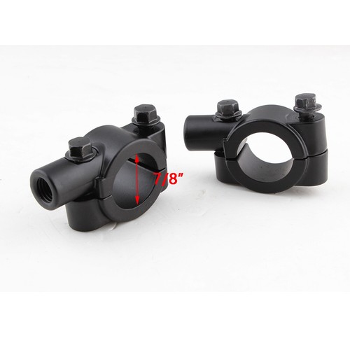 Pair Black Side Mirrors + 7/8" Handlebar Clamps For Kawasaki KLX 250 150 300 400 - Picture 3 of 12