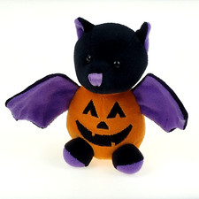 2011 Ty - Halloweenie Beanie Baby - Batkin - Orange Pumpkin Bat 4" Plush Animal