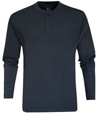 Mens Henley Plain Long Sleeve Jersey Grandad Neck T-shirt Top Causal M - 3XL